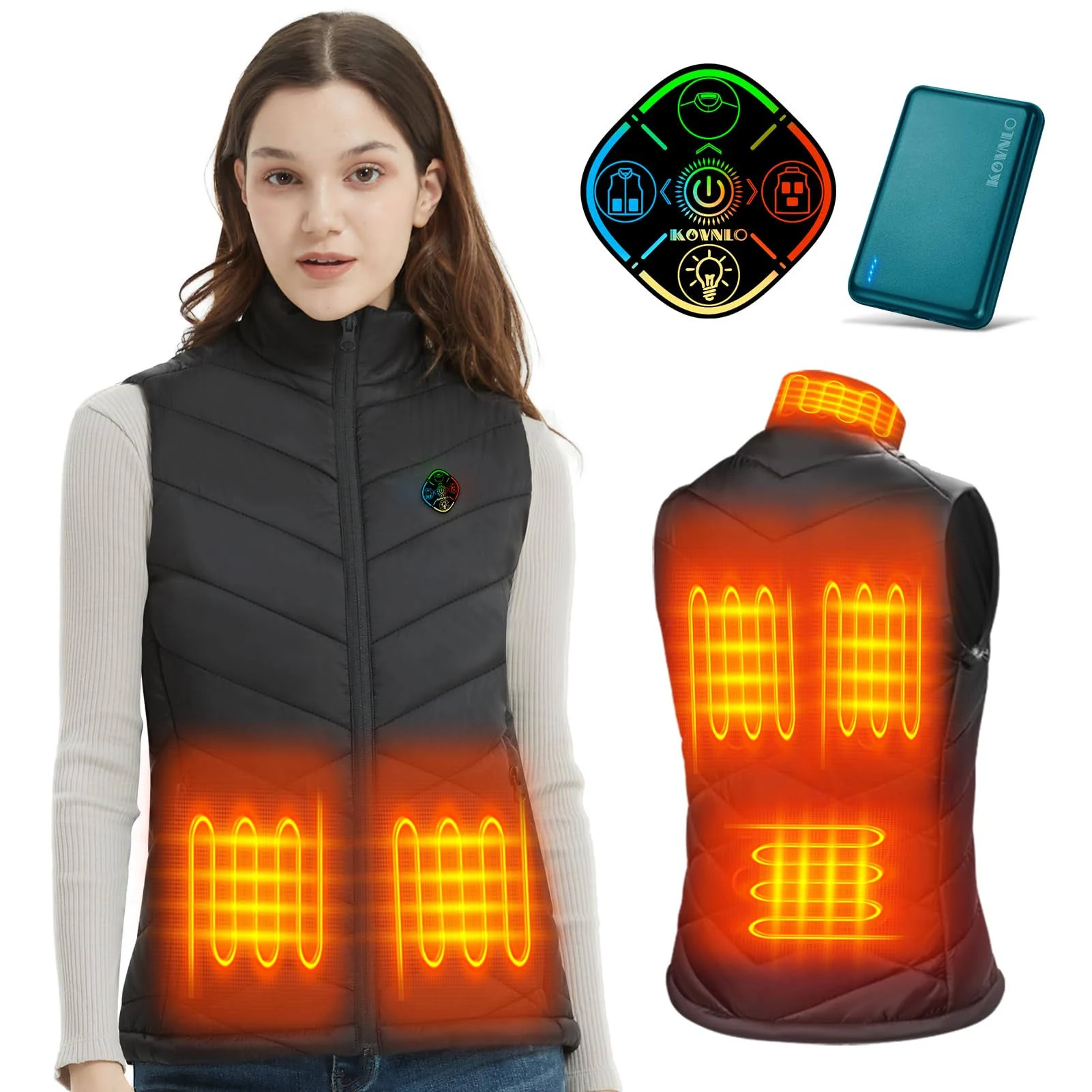 KOVNLO Heated Vest for Women with Battery Pack Included, Warming Slim Fit Rechargeable Electric Heating Vest