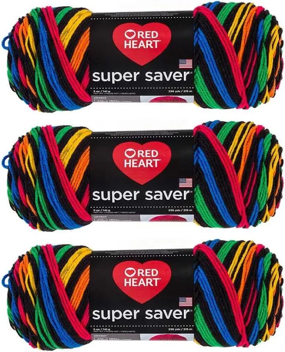 RED HEART Super Saver 3-Pack yarn, FAVORITE STRIPE 3 Pack