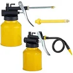 Junchi [2 Pack] Metal Yellow Pump Oil Can with 3 Spouts