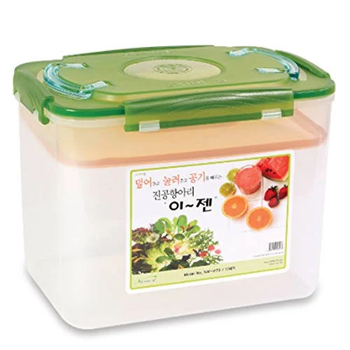 Premium Kimchi, Sauerkraut Container Probiotic Fermentation with Inner Vacuum Lid (Earthenware Green, 4.4 gal/ 17L)