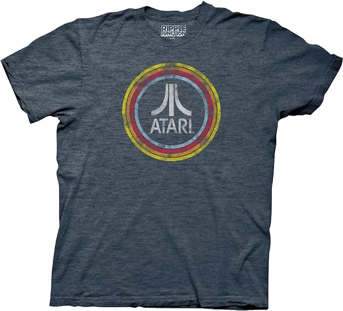 Atari Logo in Circles T-Shirt Large Heather Navy