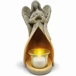 OakiWay Sympathy Gifts - Angel Candle Holder Statue W/Flickering LED Candle - Memorial Gifts for Loss of Loved One, Bereavement, in Memory, Grief, Funeral, Remembrance Gifts, Home Decorations