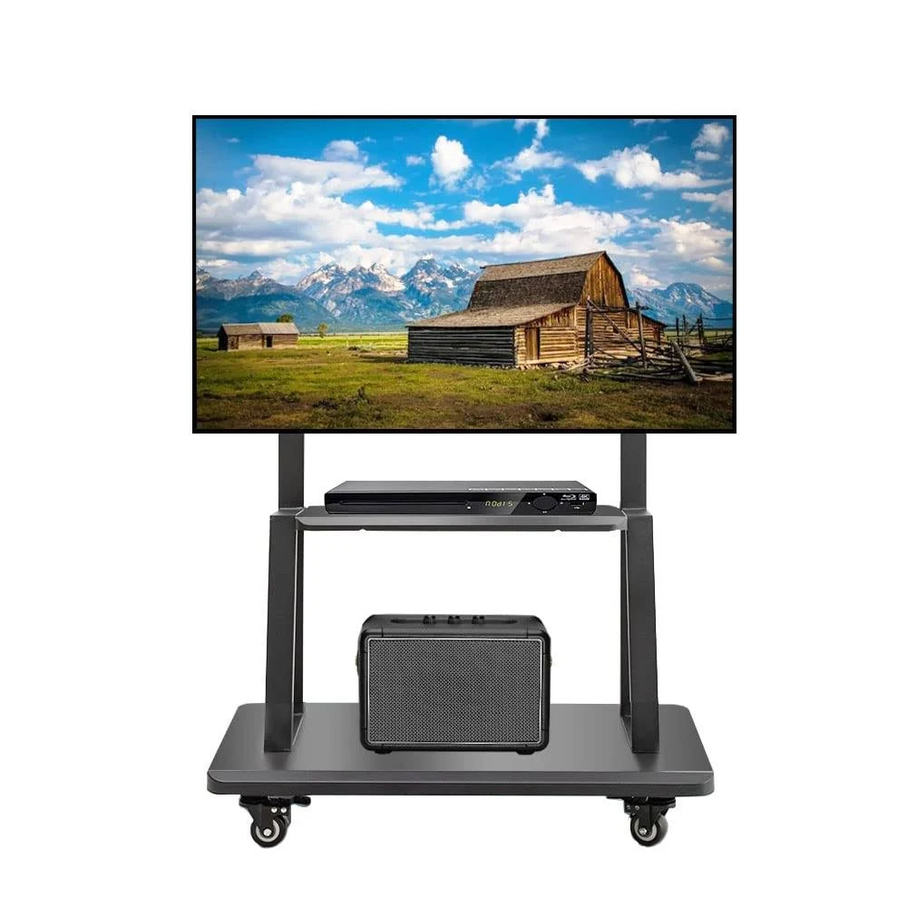 Hellsehen Mobile TV Cart,Rolling TVs Cart on Wheels Height Adjustable Heavy-Duty Floor Stand Base LCD LED OLED Flat Panel Screens