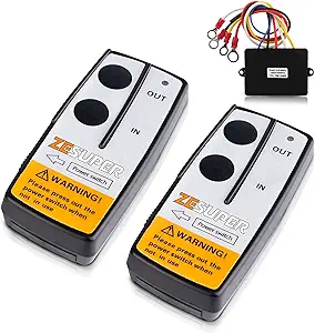 ZESUPER Wireless Winch Remote Control Kit with Receiver 2pc Handset Truck ATV UTV ...