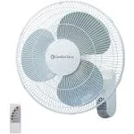 Comfort Zone CZ16WR 16&#034; Quiet 3-Speed Wall Mount Fan with Remote Control, Timer 