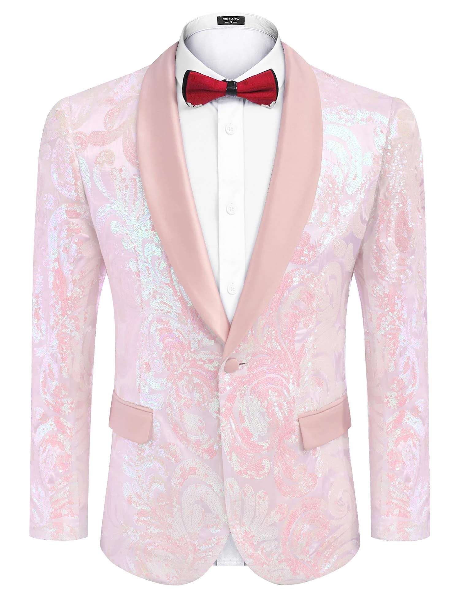 COOFANDY Men&#039;s Shiny Sequins Blazer Floral Suit Jacket Stylish Tuxedo for Party,