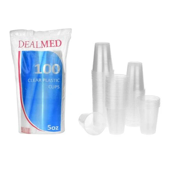 Disposable Clear Plastic Cups, 5 Oz, 100 Ct, 25/Cs, 2500PK
