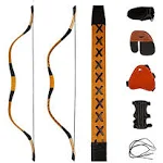 PMZ Archery Recurve Bow Set, 54" High-Performance Horse Bow for Hunting, Right Left Hand Traditional Turkish Bow for Youth Adults Beginners to Advanced Outdoor Practice & Hunting, 20-50 lbs