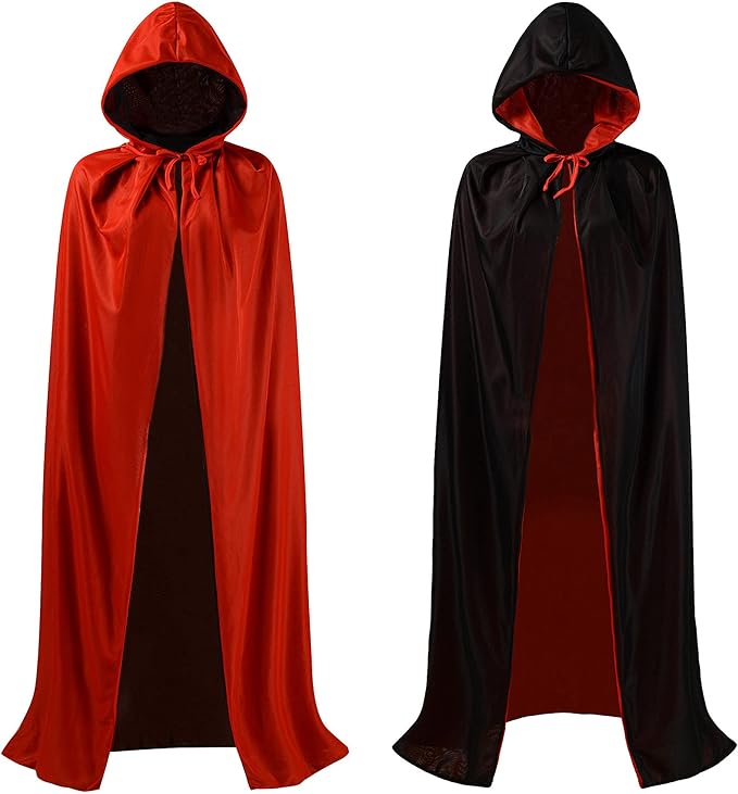 OurLore Black and Red Reversible Halloween Christmas Cloak Masquerade Party Cape ...