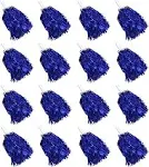 16PCS Cheerleading Pom Poms Metallic Foil Plastic Pom Poms with Baton Handle for Game Sports Squads Dancing Party Football Basketball Club Spirit Sports Stage Performance Celebration (Blue)