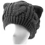 Cute Autumn Winter Cat Ears Shaped Women's Girls Crochet Braided Knit Ski Wool Hat Warm Beanie Cap (Black)