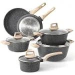 Carote Nonstick Pots and Pans Set 10 Pcs Granite Stone Kitchen Cookware Sets