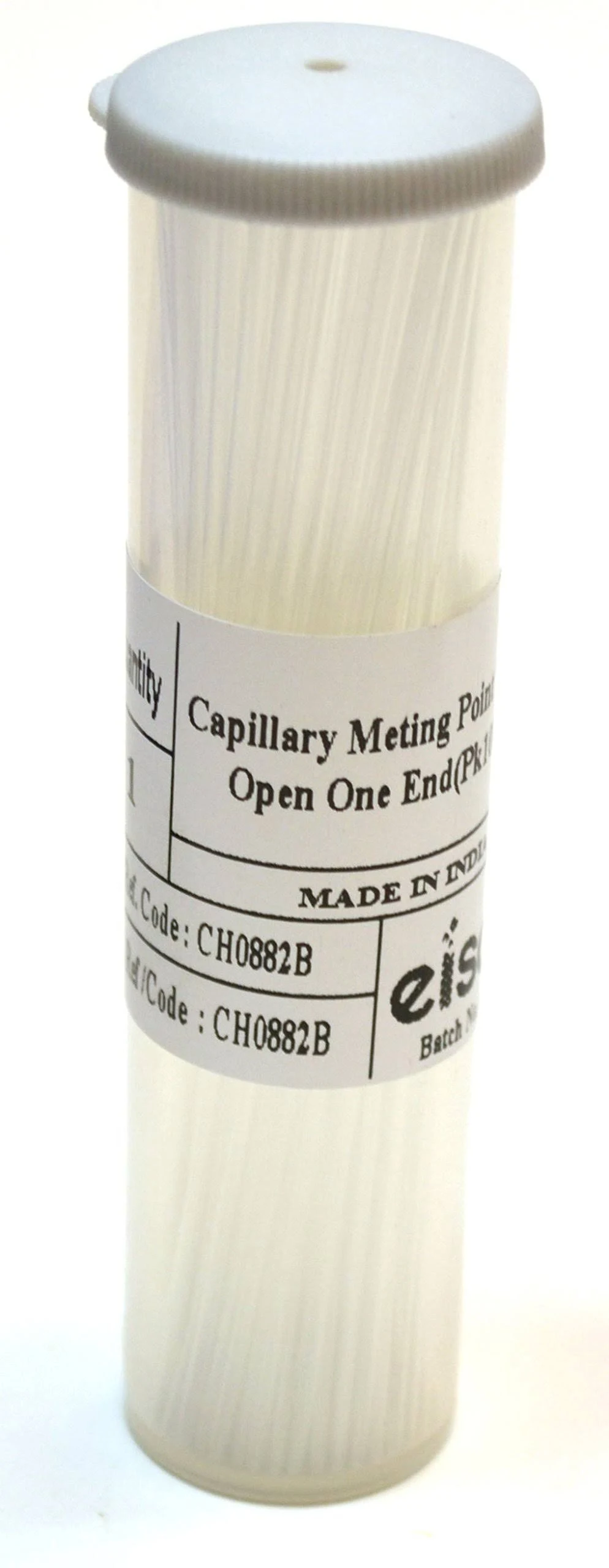 Eisco Labs Borosilicate Glass Capillary Melting Tube in Receptacle with One Open End