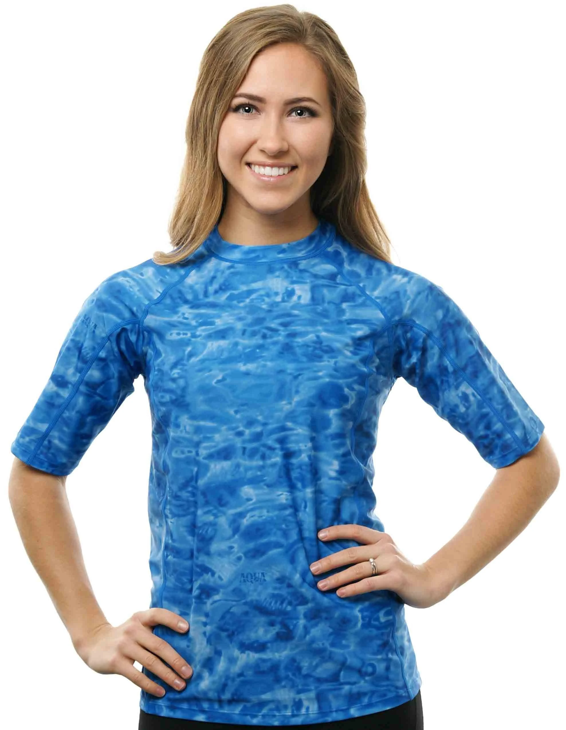 Aqua Design Womens Rash Guard: UPF 50+ Short Sleeve Swim Shirt Women