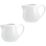 CHOOLD 2 pcs Mini Ceramic Creamer with Handle, Coffee Milk Creamer Pitcher - White - 1.5 oz