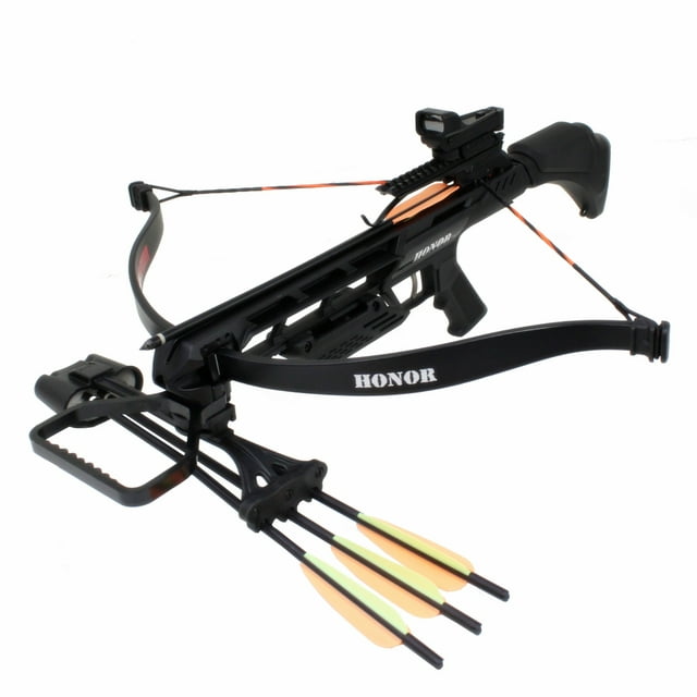 Southland Archery Supply SAS Honor 175lbs Recurve Crossbow Red Dot Scope Package Adjustable Stock with Quiver and Arrows Hunting Deer Bear