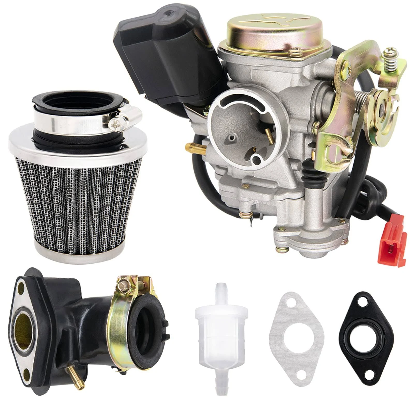 139QMB Carburetor Fit for 49cc 50cc GY6 4 Stroke Scooter Taotao Kymco Go Kart Pd18j PD19J Moped Engine 18mm Carb+ Intake Manifold Air Filter -139QMB