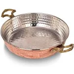 Copper Round Chef Pan, Authentic Design Copper Cookware, 10.6 in (27 cm)