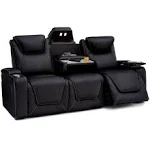 Seatcraft Concerto Heat & Massage Sofa, Powered Headrest, Powered Lumbar, Top Grain Leather 7000, Powered Recline Black