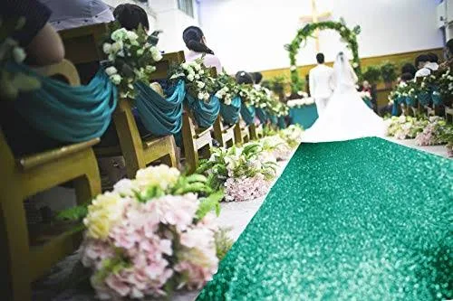 Aisle Runners for Weddings 2FTx15FT Green Sequin Aisle Runner Wedding Ceremon...