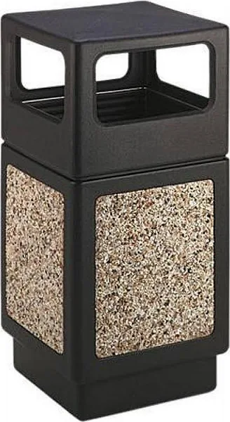 Safco Canmeleon 38 Gallon Square aggregate Ash/Trash Receptacle (Black)