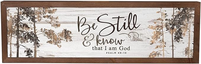 Be Still &amp; Know That I Am God Trees 25x8 In Pine Wood Farmhouse Wall Plaque