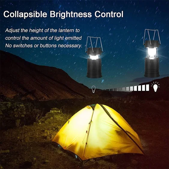 4 Pack Camping Lantern Rechargeable LED Lanterns Solar Lantern Battery Powered Hurricane Lantern Flashlights with 3 Powered Ways & USB Cable for Emergency Power Outage Hurricane Supplies Black