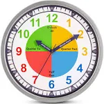 Bernhard Products Colorful Kids Wall Clock Teaching Time Telling Silent