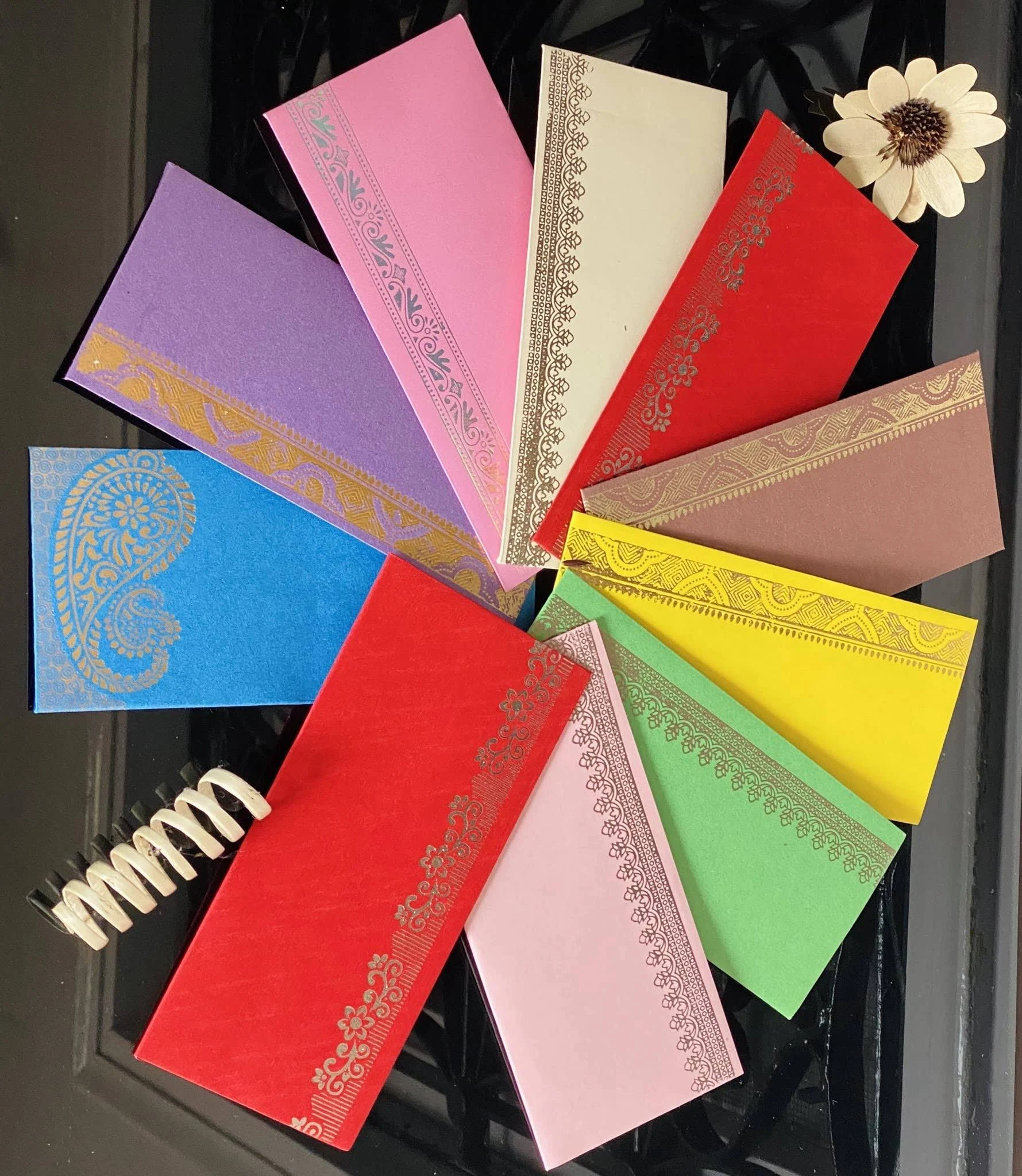 Annafi® Shagun Envelopes for Gifting Cash | Gift Envelope Lifafa Mailers with Gold Silver Foil Stamping in Assorted Colors | Money Holder Card for Christmas Diwali Birthday Wedding Graduation Eid (10)