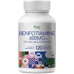 VHC Vitamin B1 Benfotiamine 600mg Supplement- 5X Time Fat-Soluble Thiamine Vitamin B1- Max Boost Bioavailable Thiamine B1 Levels-120 Veggie Capsules,Non-GMO, Soy Free- Made in USA