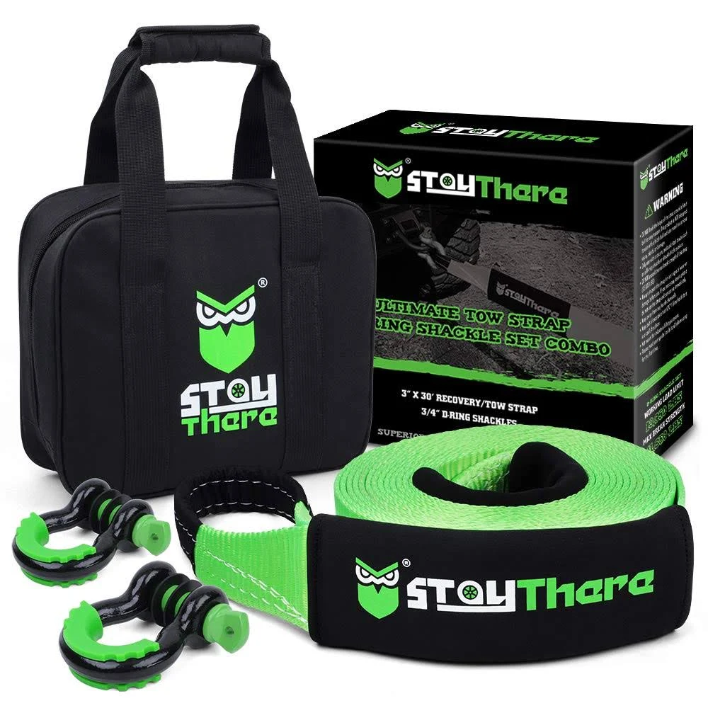 Stay There 3'' ã 30ft Heavy Duty Tow Strap Recovery Kit with 35,000 lb Capacity ...