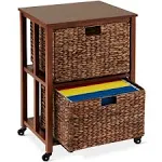 Best Choice Products Vertical Rolling File Cabinet for Home, Office w/ Rubberwood Frame, Locking Caster Wheels - Mocha