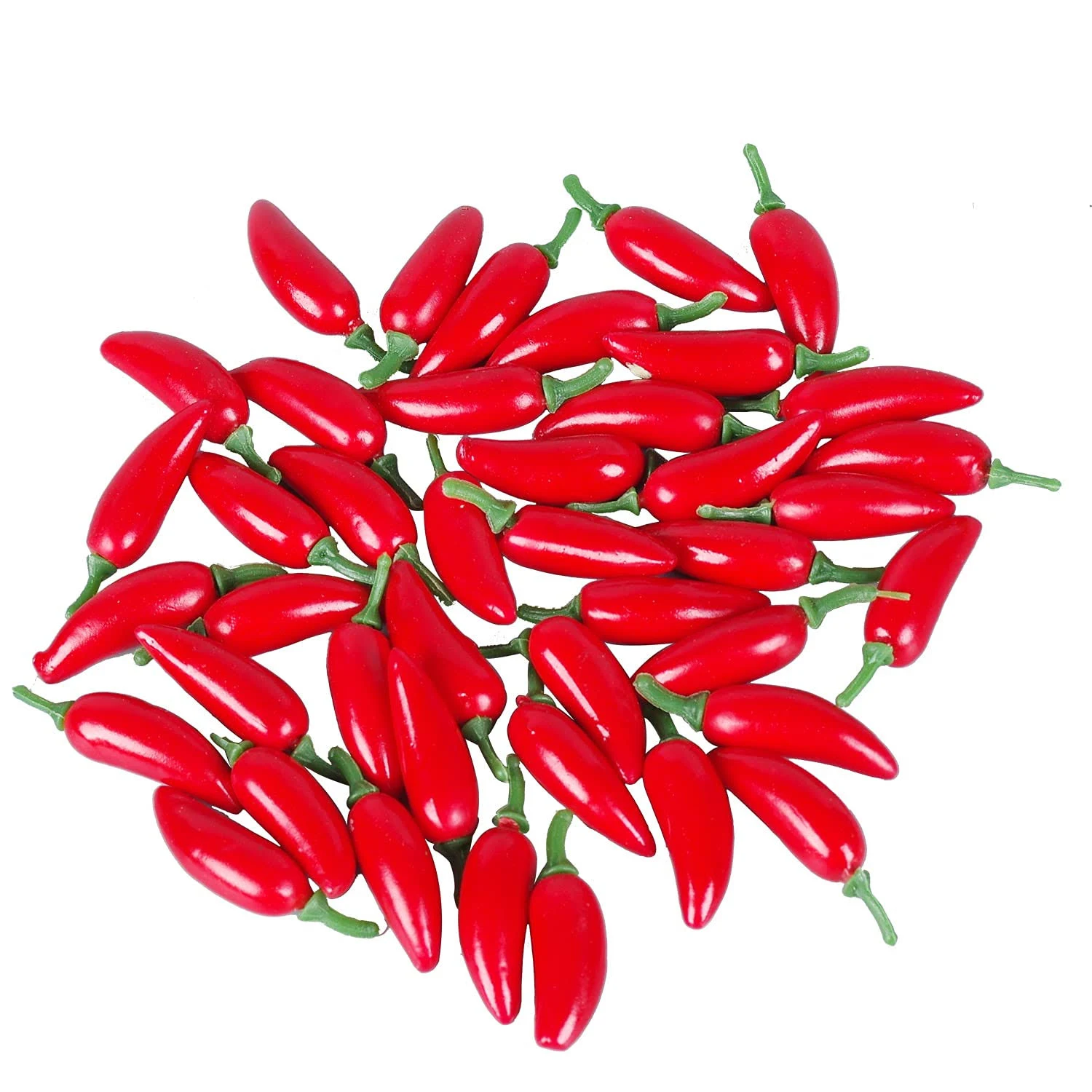 50pcs Mini Fake Hot Chili Peppers, Simulation Artificial Lifelike Red Pepper, Plastic Fake Vegetable for Photographic Props, Home Kitchen Table Decoration, Cabinet Ornament