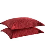 MarCielo 2 Pcs Embroidered Pillow Shams-King - Red