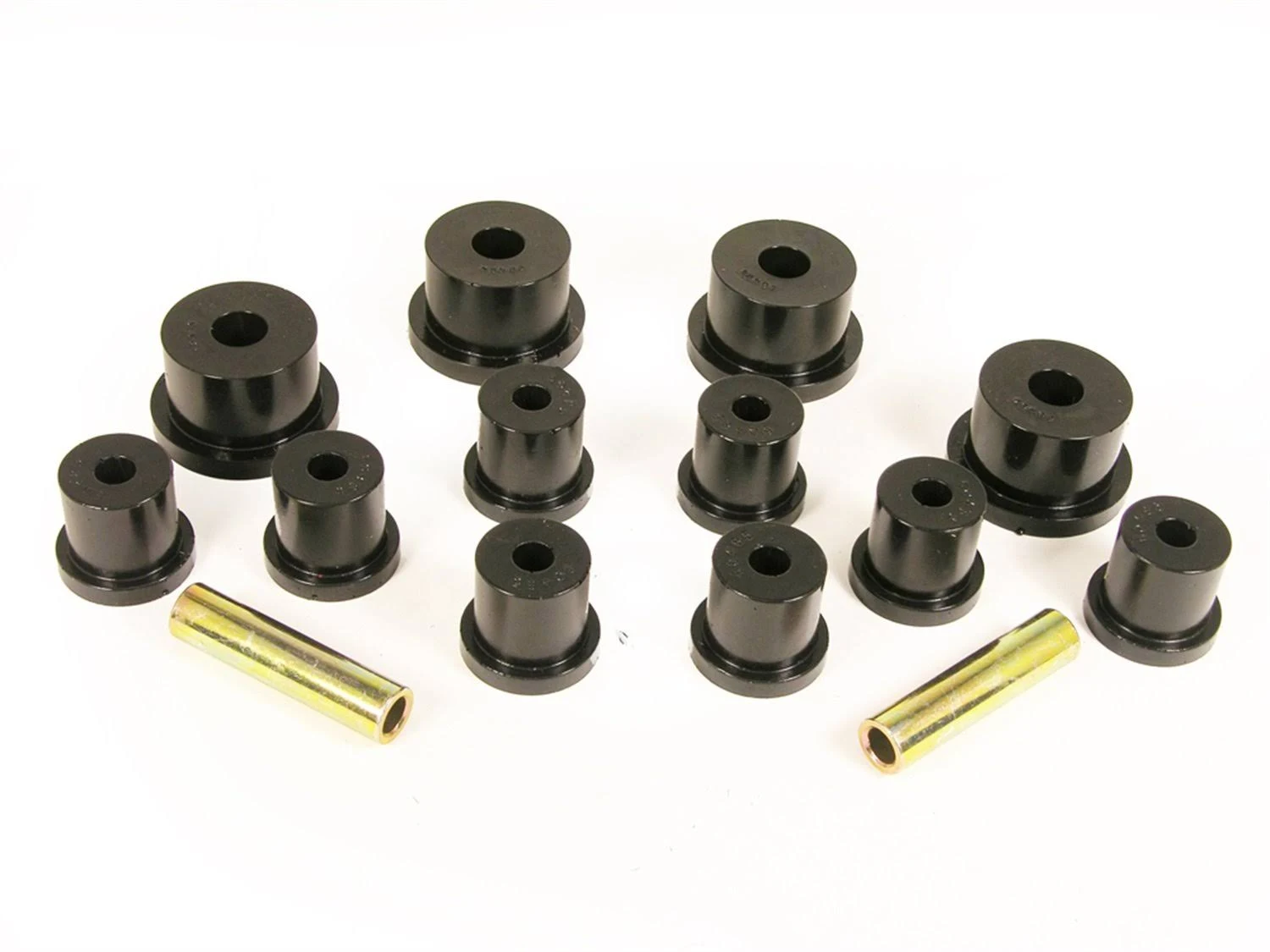 Prothane 64-73 Ford Mustang Rear Spring &amp; 1/2in Shackle Bushings - Black