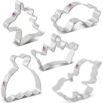 Princess Cookie Cutters 5-Pc. Set Made in USA by Ann Clark, Crown, Dress, Unicorn, Unicorn Head, Rainbow