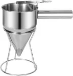 Stainless Steel Pancake Batter Dispenser with Stand,Funnel Cake 600ml