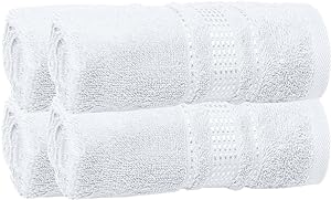 Melissa Linen, Fingertip Towel Pack, Premium Cotton, Quick Dry, Absorbent, 12 x 18 in, 4 Piece, White