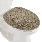 Gorilla Grip Soft Chenille Bathroom Toilet Lid Cover, Machine Washable Seat Covers, 17.5x15, Stays in Place Rubber Backing, Fits Most Round,