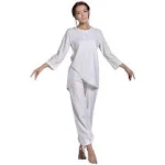 KSUA Womens Martial Arts Uniform Kung Fu Clothes Cotton Tai Chi Clothing Exercise Suit with Three-Quarter Sleeves