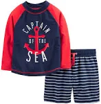 Simple Joys by Carter's Toddlers and Baby Boys' Swimsuit Trunk and Rashguard Set