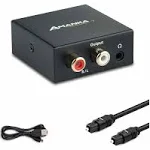 Audio Converter, AMANKA Digital to Analog Audio Decoder with Digital Optical Toslink and Coaxial Inputs to Analog RCA and AUX 3.5mm (Headphone) Outputs Fiber Cable Included