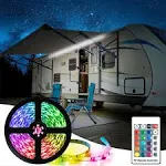 EXCELFU LED RV Awning Lights, Waterproof Camper Awning Lights for Travel Trailers Motorhome, 20FT RV LED Lights Exterior RV Awning Strip Lights for Lighting Up Camp Area, 12v DC, RGB Multicolor