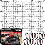 TireTek Truck Bed Cargo Net for Cars & SUVs - 3' x 4' Stretches to 6' x 8' Cargo Net - Small Truck Bed Net w/ 12 Metal Carabiners - for Frontier, Tacoma, Colorado & Subaru Crosstrek Accessories