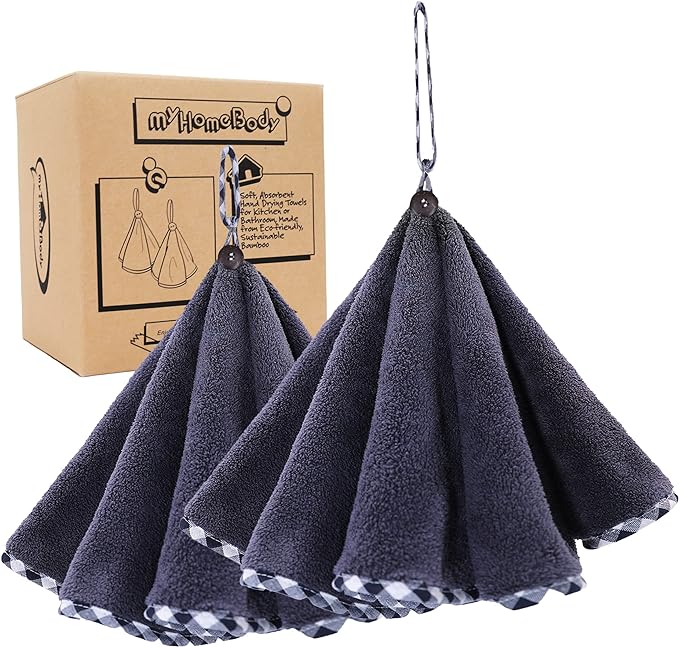 myHomeBody Hand Towels for Bathroom, Kitchen Hand Towels with Hanging Loop | Soft ...