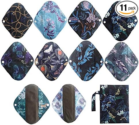 10PCS New 8 Inch Light Charcoal Bamboo Mama Cloth/Menstrual Pads/Reusable Sanitary Pads Panty Liner