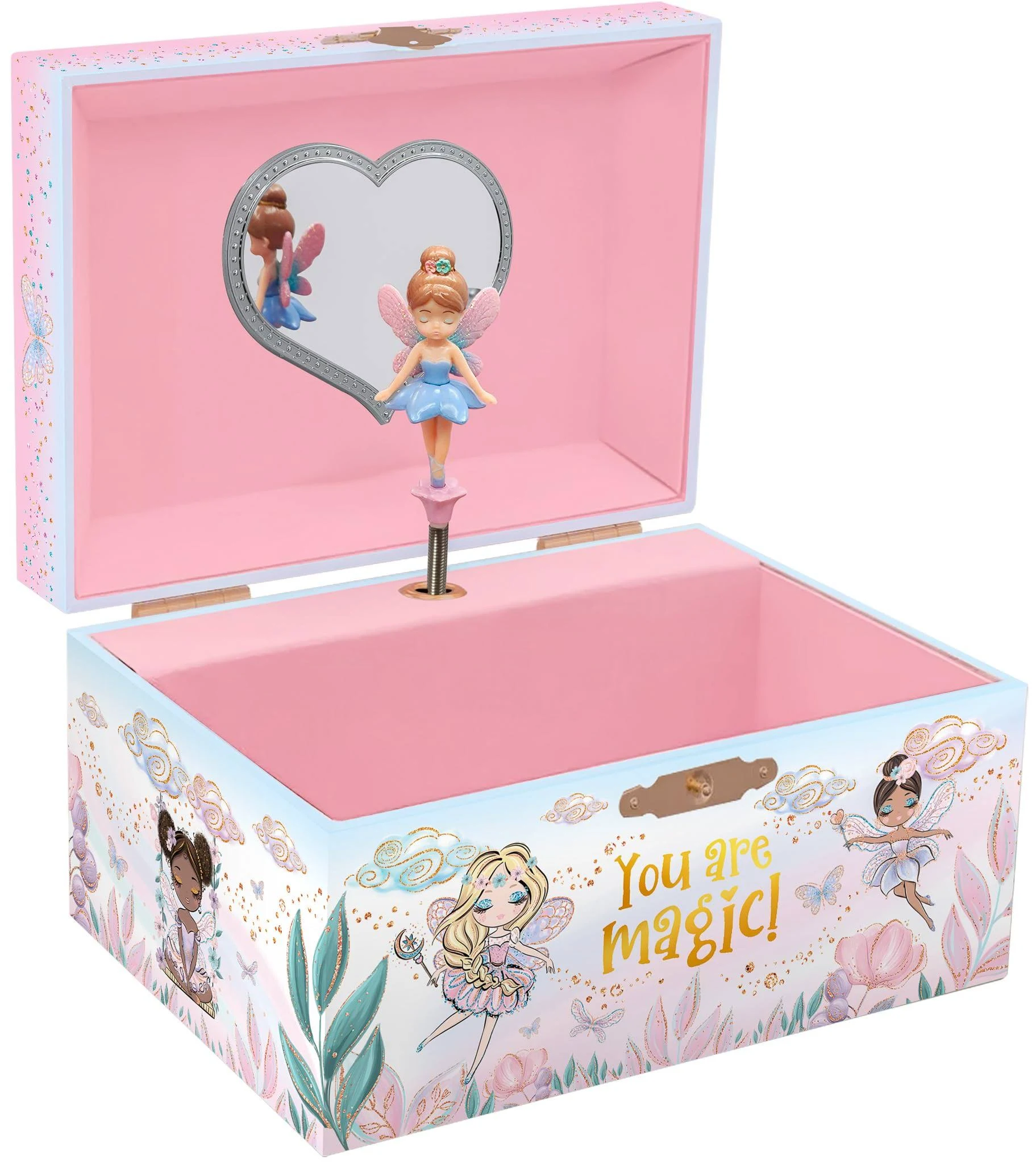 Giggle & Honey Musical Fairy Jewelry Box for Girls - Kids Music Box with Spinning Fairy and Mirror, Princess Birthday Gifts for Little Girls, Childrens Jewelry Boxes for Ages 3-10 - 6 x 4.7 x 3.5 in