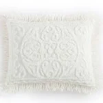 Medallion Chenille Bedspread Standard Sham Ivory