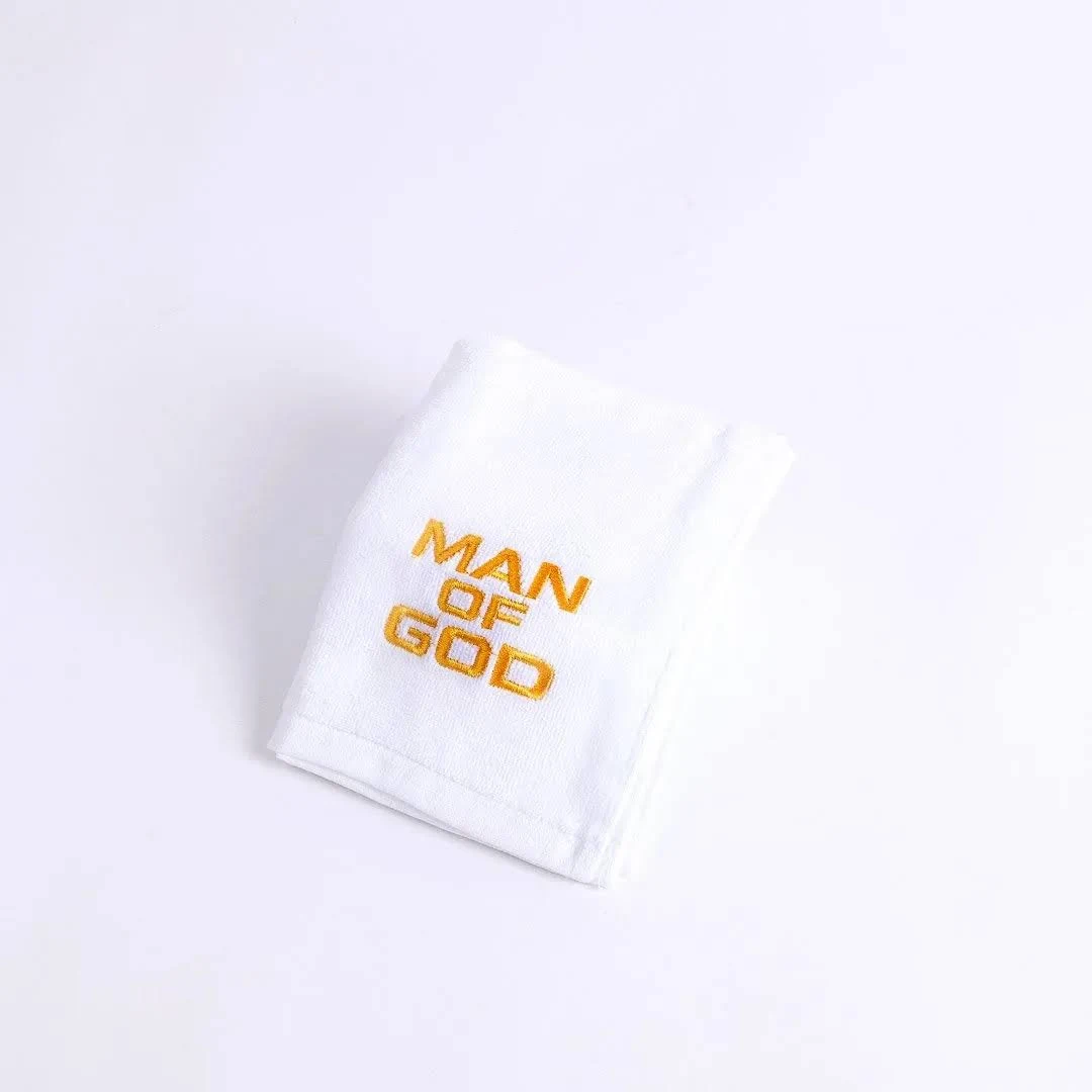 Swanson Christian Products Embroidered Hand Towels - 'Man of God' - Gifts for Pastor, Clergy, & Ministers - Pastor Towel - Cotton Towel - White with Gold Lettering