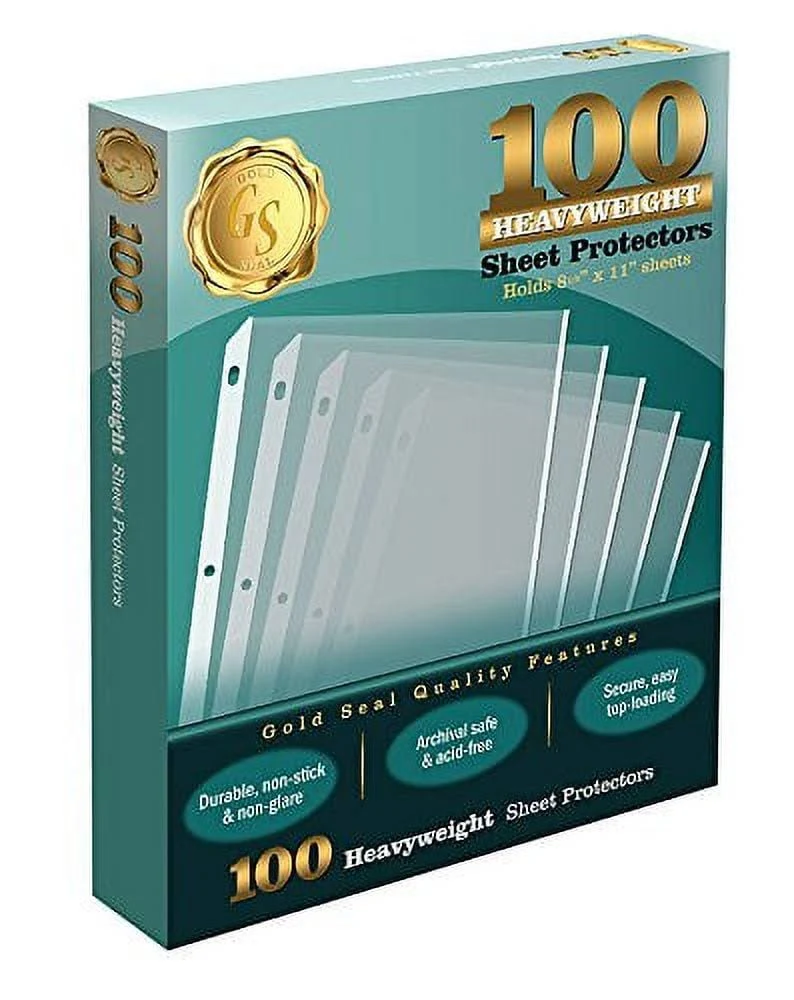 GOLD SEAL 100 Clear Heavyweight Poly Sheet Protectors, 8.5" x 11"